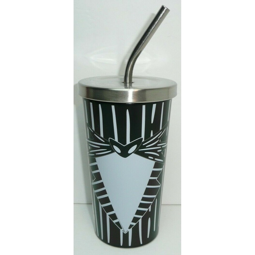 Nightmare Before Christmas Jack Tumbler Travel Cup Mug Metal Straw Halloween